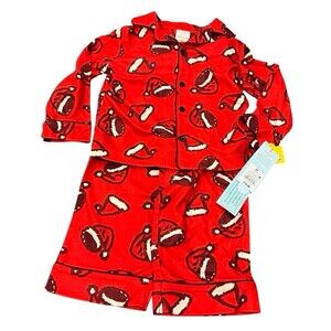 Santa Hat Long Sleeve Christmas Pajama Set Toddler - Size: 2T